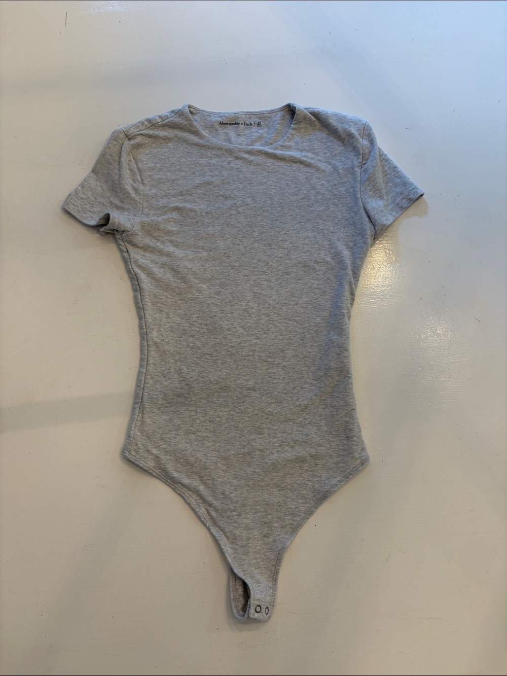 Abercrombie & Fitch Heather Gray Short-Sleeve Bodysuit